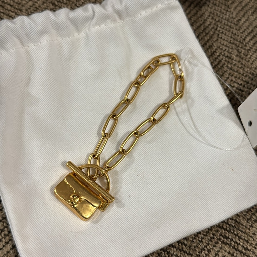 NWT Coach Mini Handbag Charm Chain Link bracelet tabby purse charm
